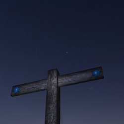 East/West Meridian Signpost with North Star and Trails